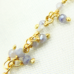 Load image into Gallery viewer, Coated Blue Moonstone Cluster Dangle Gold Plated Wire Chain. CMS96
