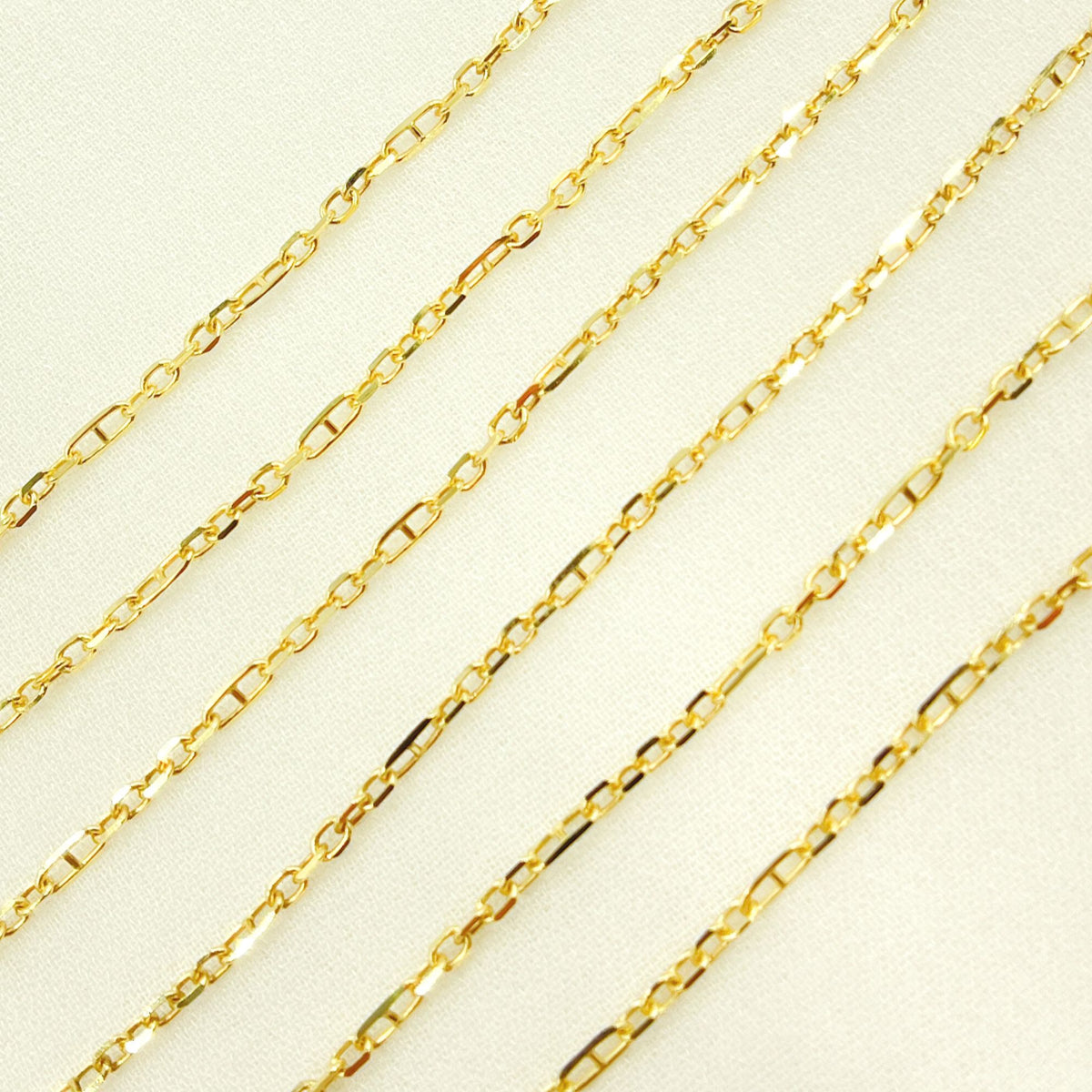 14K Solid Yellow Gold Diamond Cut Cable & Marina Link Chain