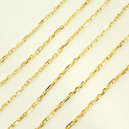 14K Solid Yellow Gold Diamond Cut Cable & Marina Link Chain
