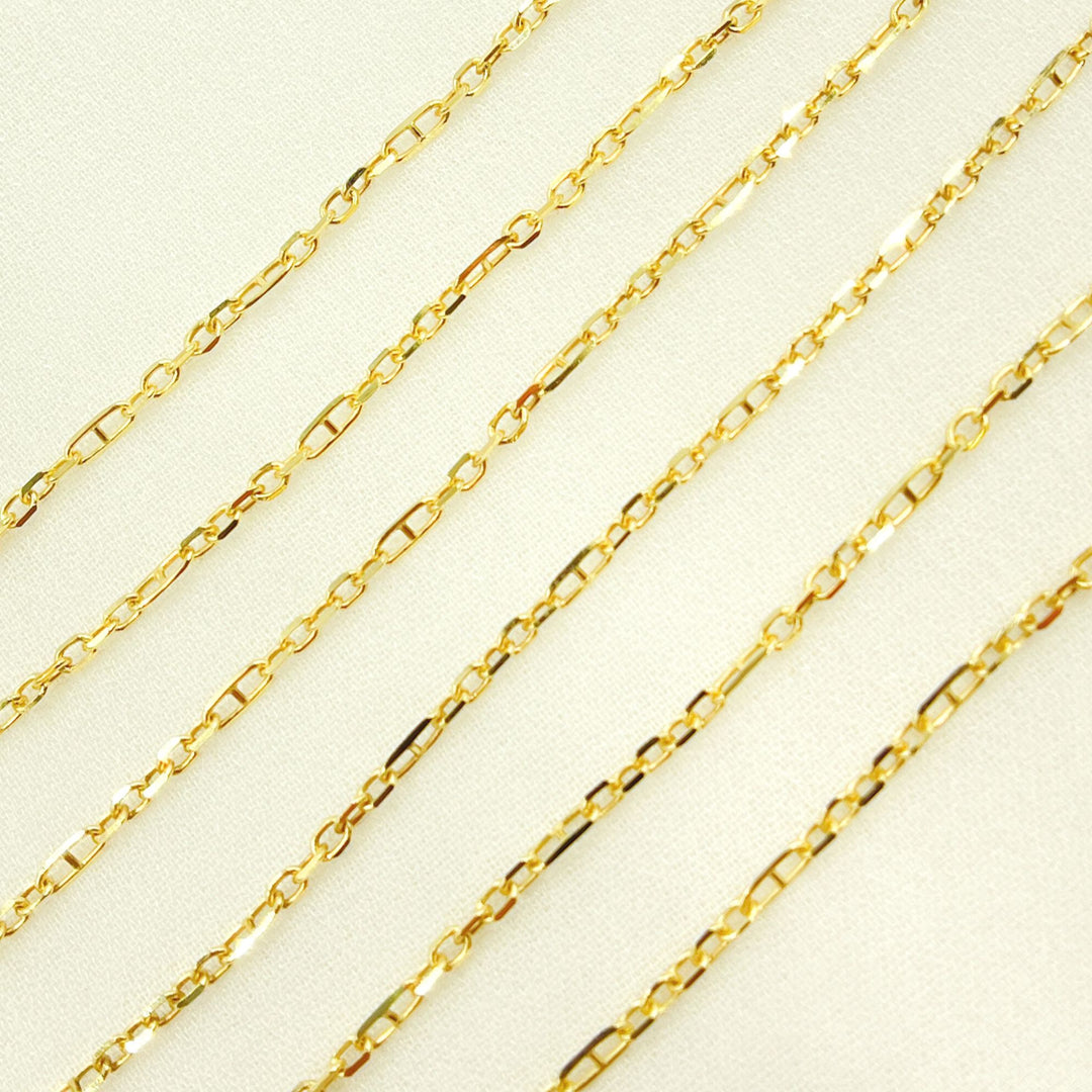 14K Solid Yellow Gold Diamond Cut Cable & Marina Link Chain. 050FA5P1T5byFt