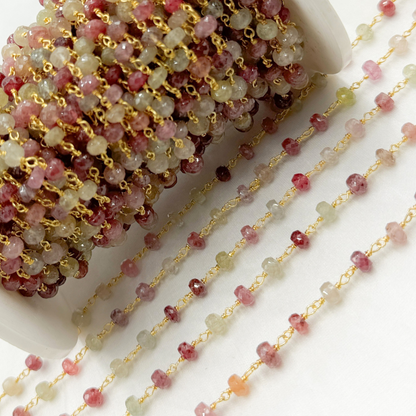 Multi Sapphire Gold Plated 925 Sterling Silver Wire Chain