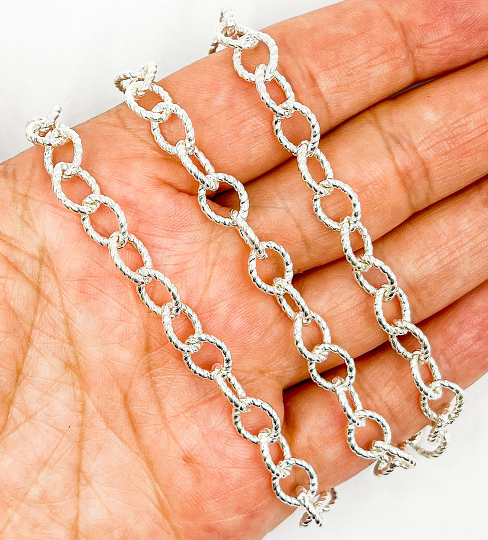 925 Sterling Silver Twisted Marquise Shape Link Chain. 617SS