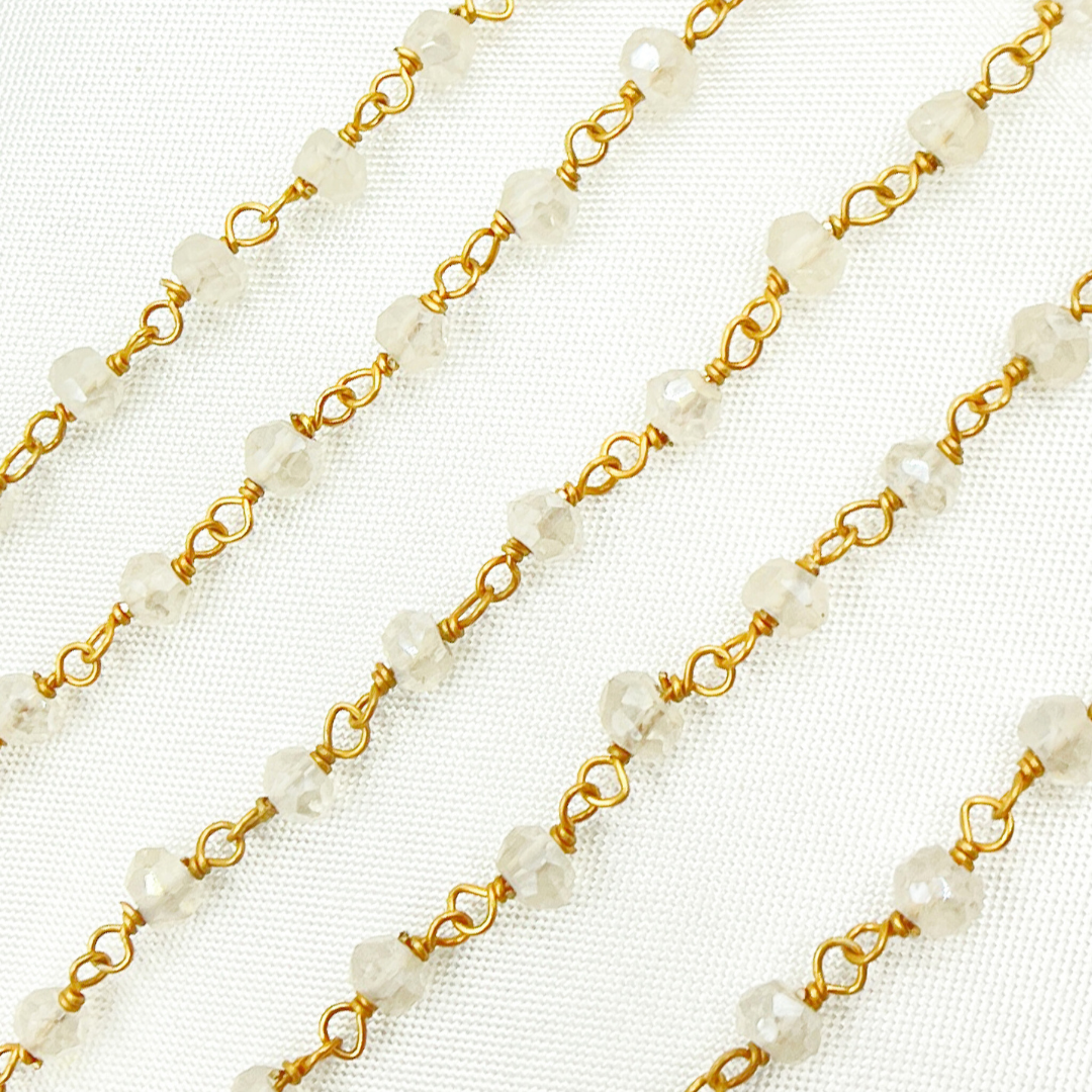 Coated White Topaz Gold Plated Wire Chain.