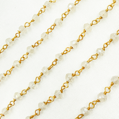 Coated White Topaz Gold Plated Wire Chain.