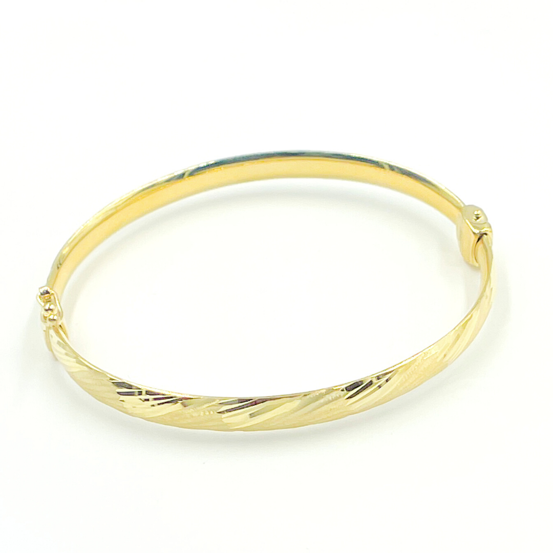 14K Solid Gold Matte Textured Bangle