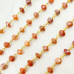 Load image into Gallery viewer, Coated Peach Moonstone Gold Plated Wire Chain. CMS78
