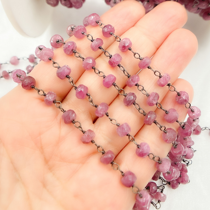 Pink Tourmaline Oxidized Wire Chain.