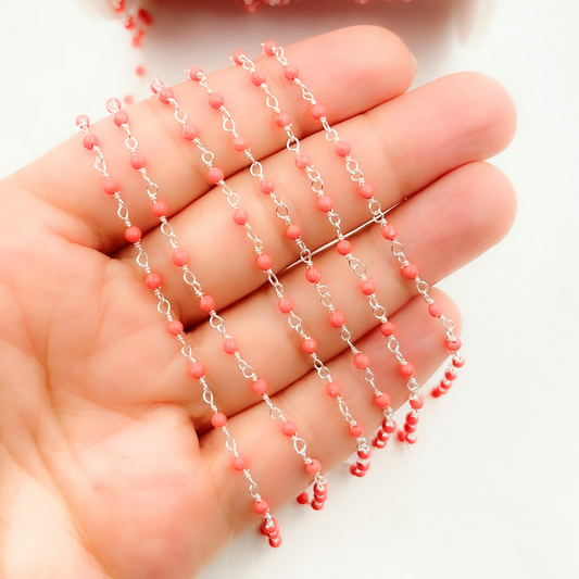 Coral 925 Sterling Silver Wire Chain