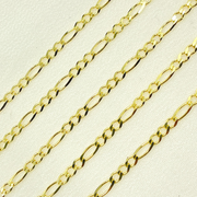 Solid Yellow Gold Flat Figaro Chain by Foot