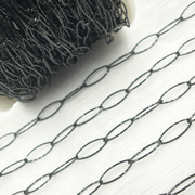 Black Rhodium Sterling Silver Diamond Cut Oval Link Chain