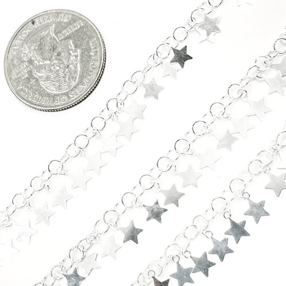 925 Sterling Silver Dangle 5mm Star Chain