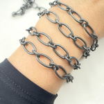 Load image into Gallery viewer, V82BRM. Black Rhodium Mat Sterling Silver Smooth Oval Link Chain
