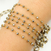 Steel Pyrite Gold Plated 925 Sterling Silver Wire Chain