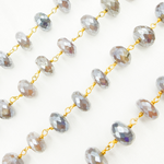 Load image into Gallery viewer, Coated Taupe Moonstone Gold Plated Wire Chain. CMS79
