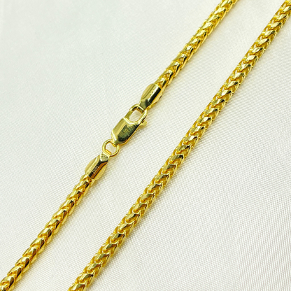 14k Solid Yellow Gold Wheat Chain