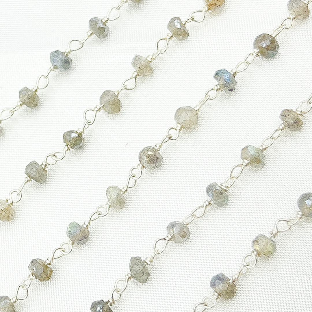 Coated Labradorite 925 Sterling Silver Wire Chain. CLB62