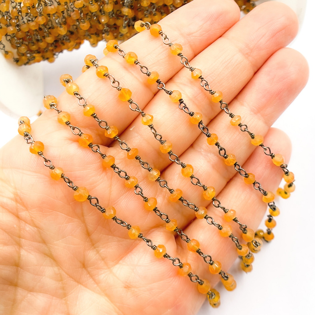 Carnelian Black Rhodium 925 Sterling Silver Wire Chain