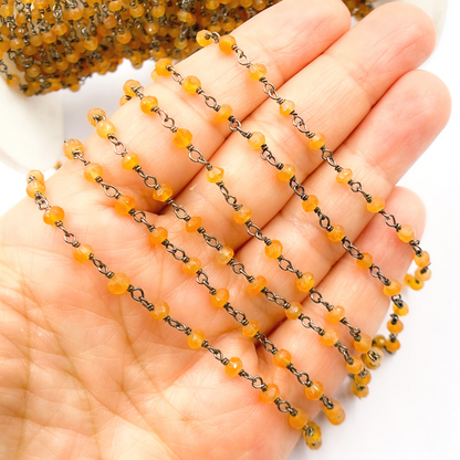 Carnelian Black Rhodium 925 Sterling Silver Wire Chain