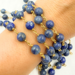 Load image into Gallery viewer, Lapis Lazuli Round Gold Plated Wire Chain. LAP9
