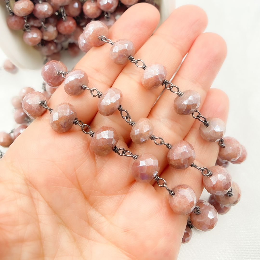 Coated Peach Quartz Oxidized Wire Chain.