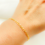 Load image into Gallery viewer, 058GL3BPT2A8L001 Bracelet. 14K Solid Gold Flat Figaro Bracelet
