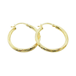 Load image into Gallery viewer, 14K Gold Hoop Earrings with Engraved Tornado Design. 