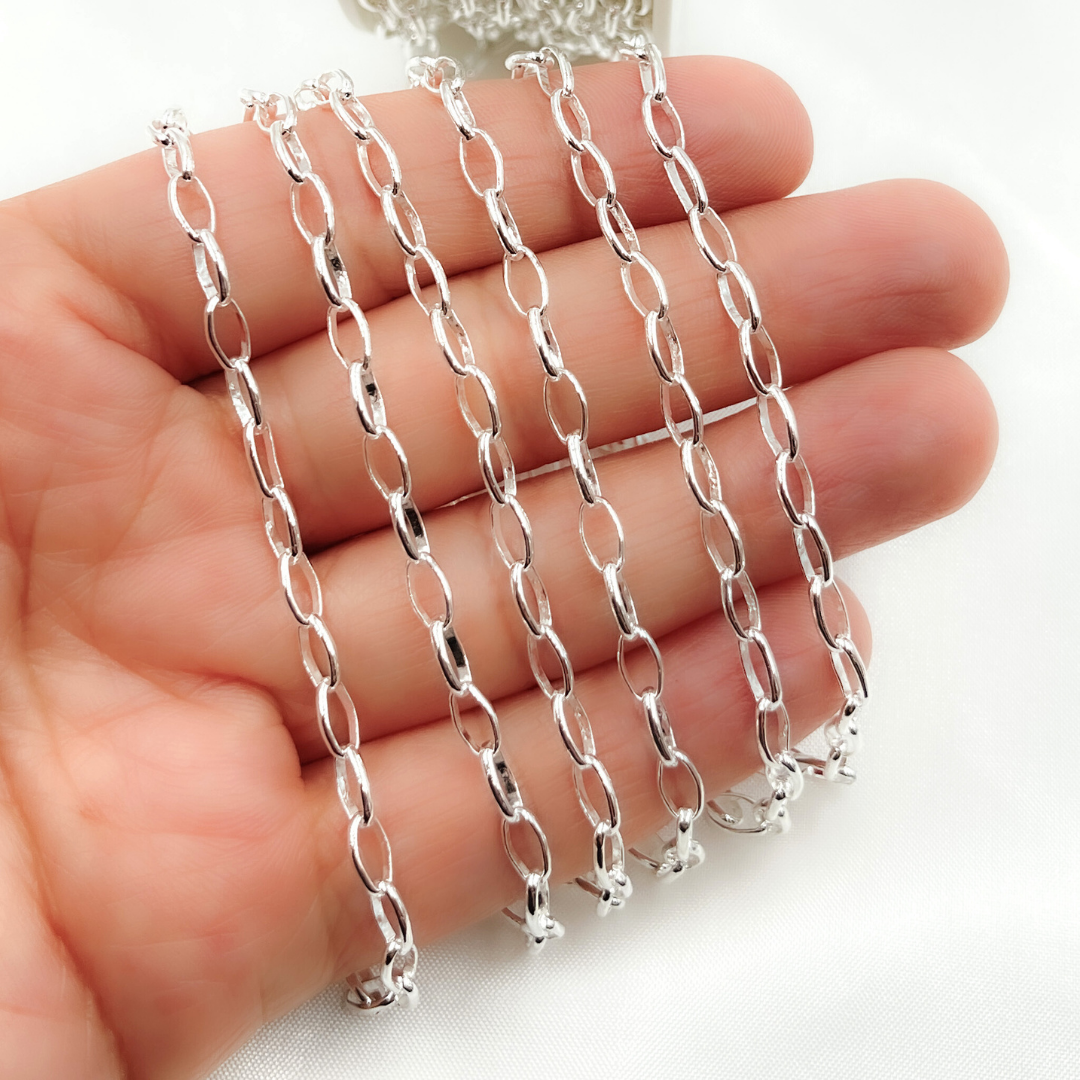 925 Sterling Silver Smooth Oval Link Chain. V21SS