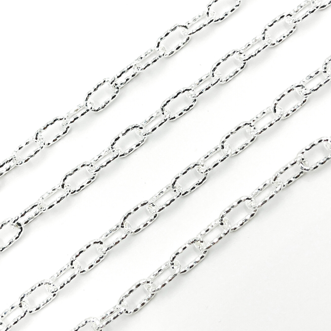 925 Sterling Silver Diamond Cut Paperclip Chain. 