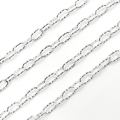 925 Sterling Silver Diamond Cut Paperclip Chain. 