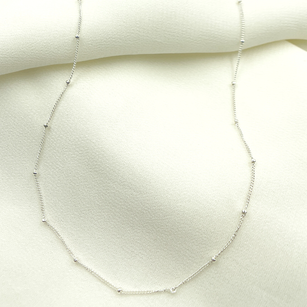 925 Sterling Silver Satellite Finished Necklace. 444SSNecklace