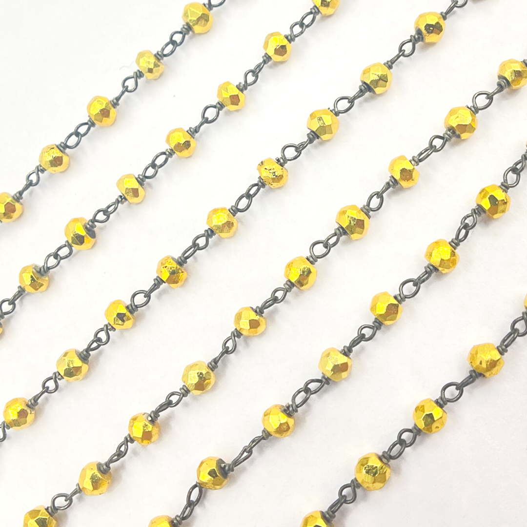 Gold Coated Pyrite Wire Chain. PYR34