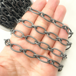 Load image into Gallery viewer, V82BRM. Black Rhodium Mat Sterling Silver Smooth Oval Link Chain
