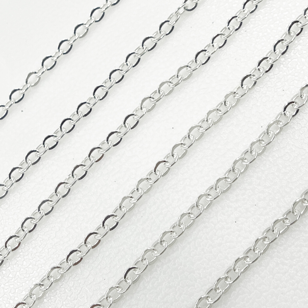 925 Sterling Silver Flat Cable Link Chain. 1916FSS