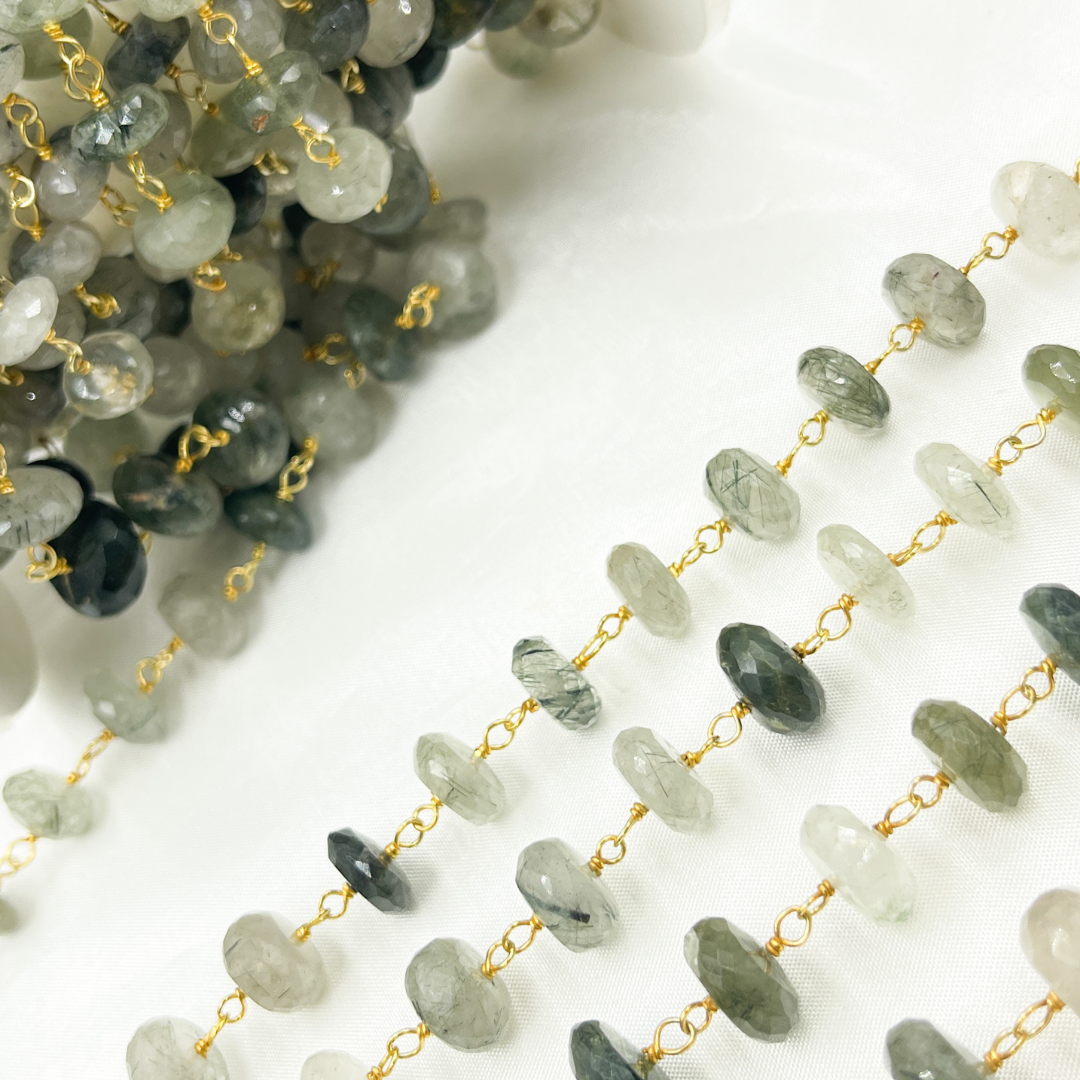 Green Rutile Gold Plated Wire Chain.