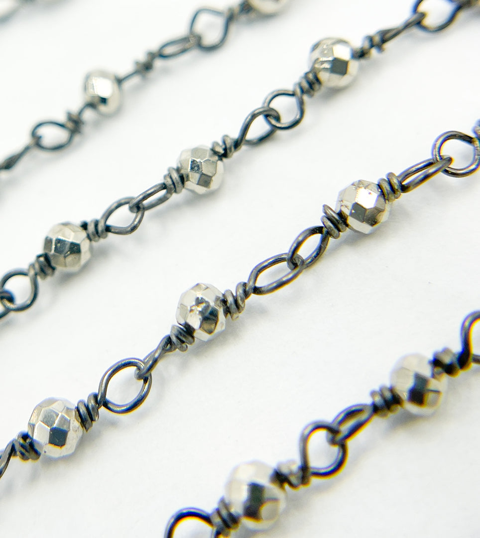 Pyrite Wire Wrapped Beads Chain. SPY3