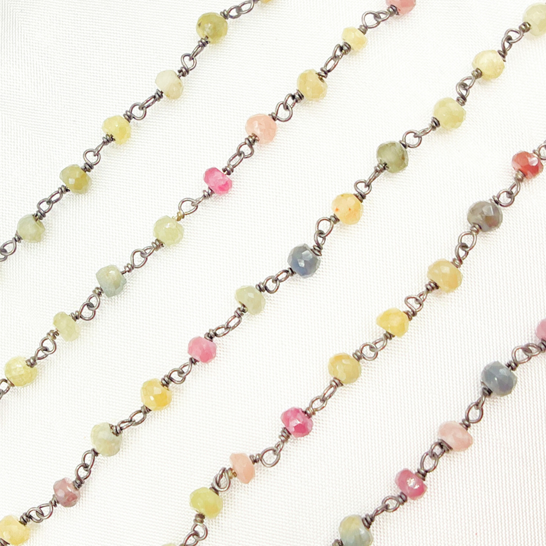 Multi Sapphire Oxidized Wire Chain.