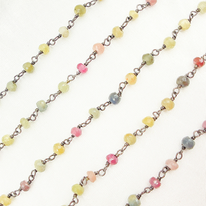 Multi Sapphire Oxidized Wire Chain.