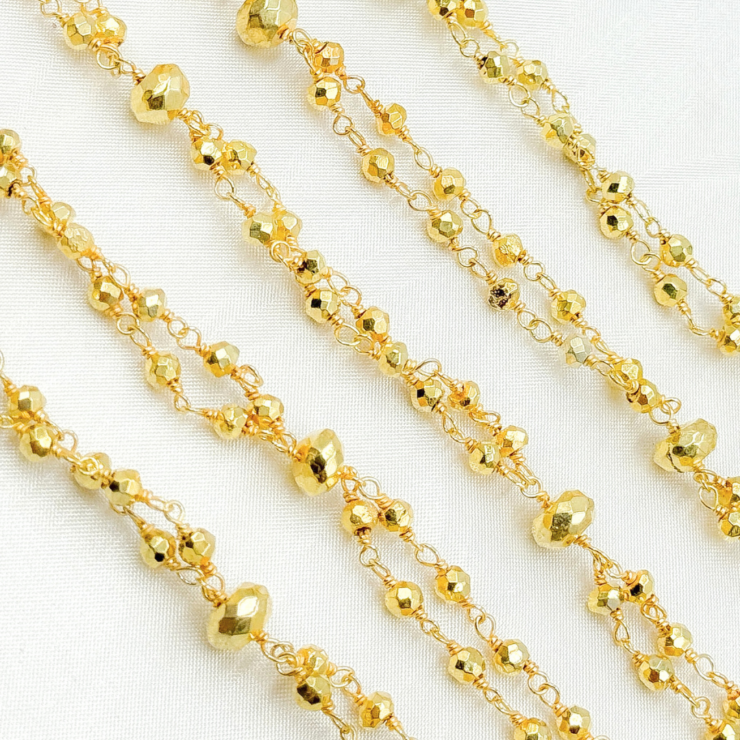 Golden Pyrite Gold Plated Double Wire Chain. PYR17