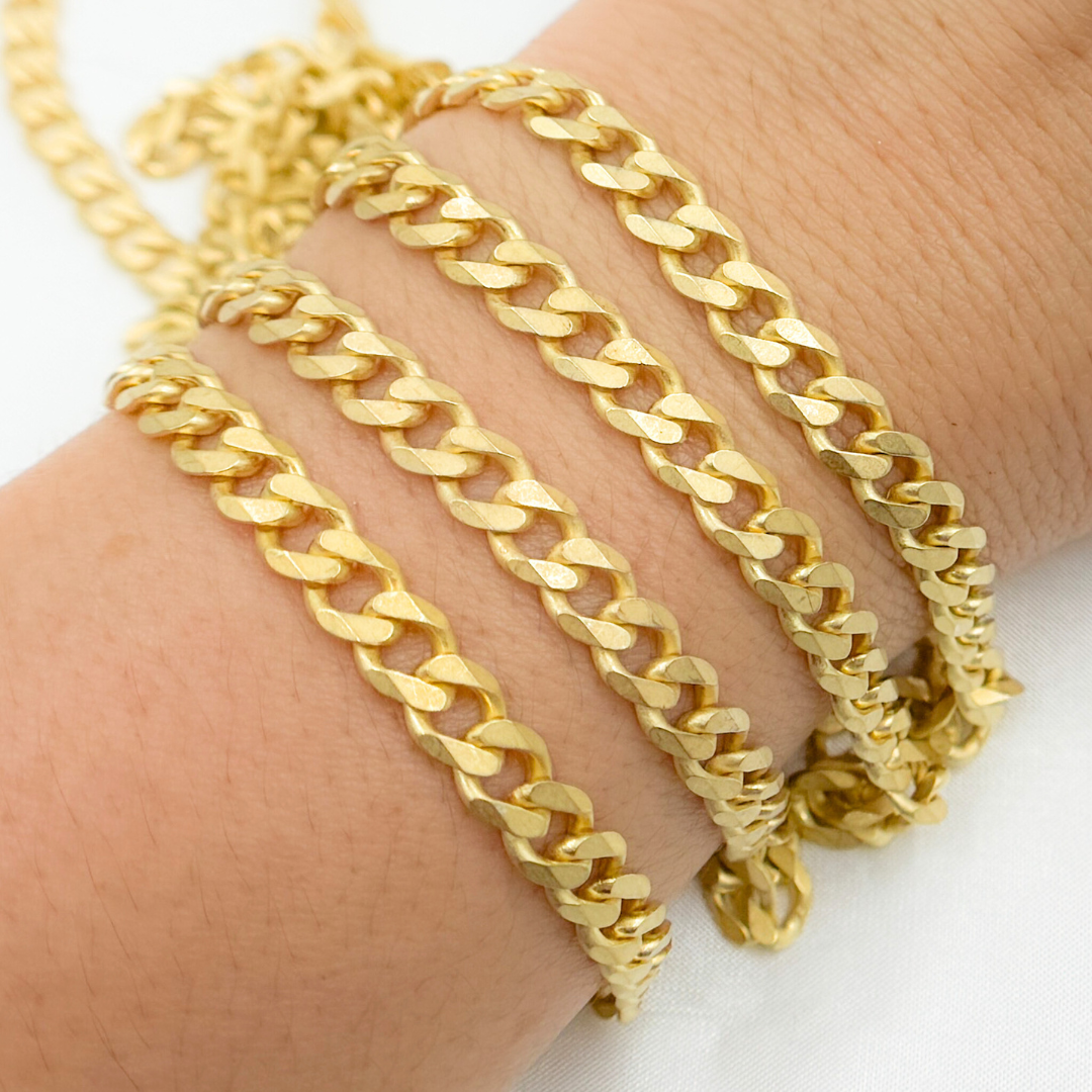 Gold Plated 925 Sterling Silver Matte Curb Chain. V126GPM