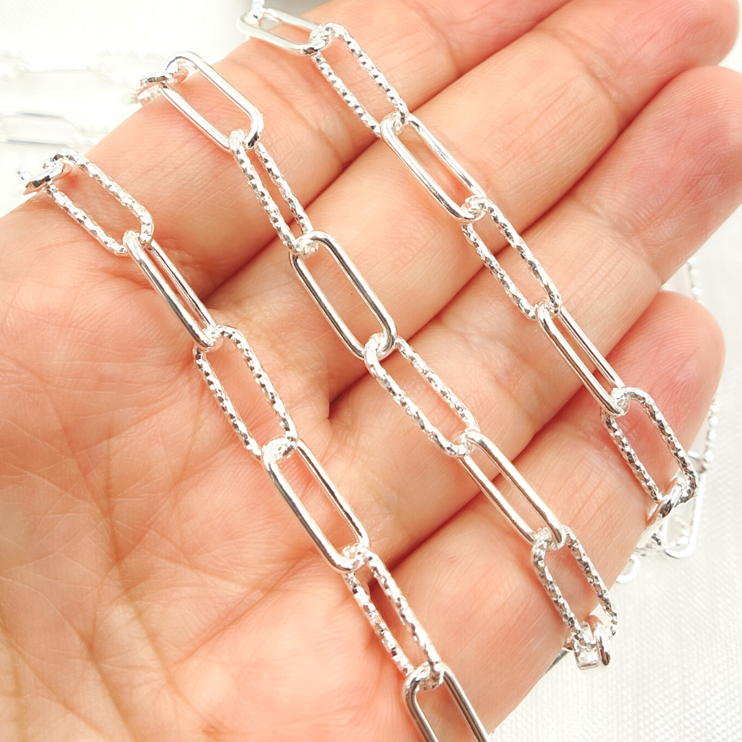 925 Sterling Silver Paperclip Link Chain. V31SS