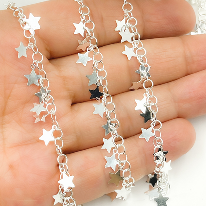 925 Sterling Silver Dangle 5mm Star Chain
