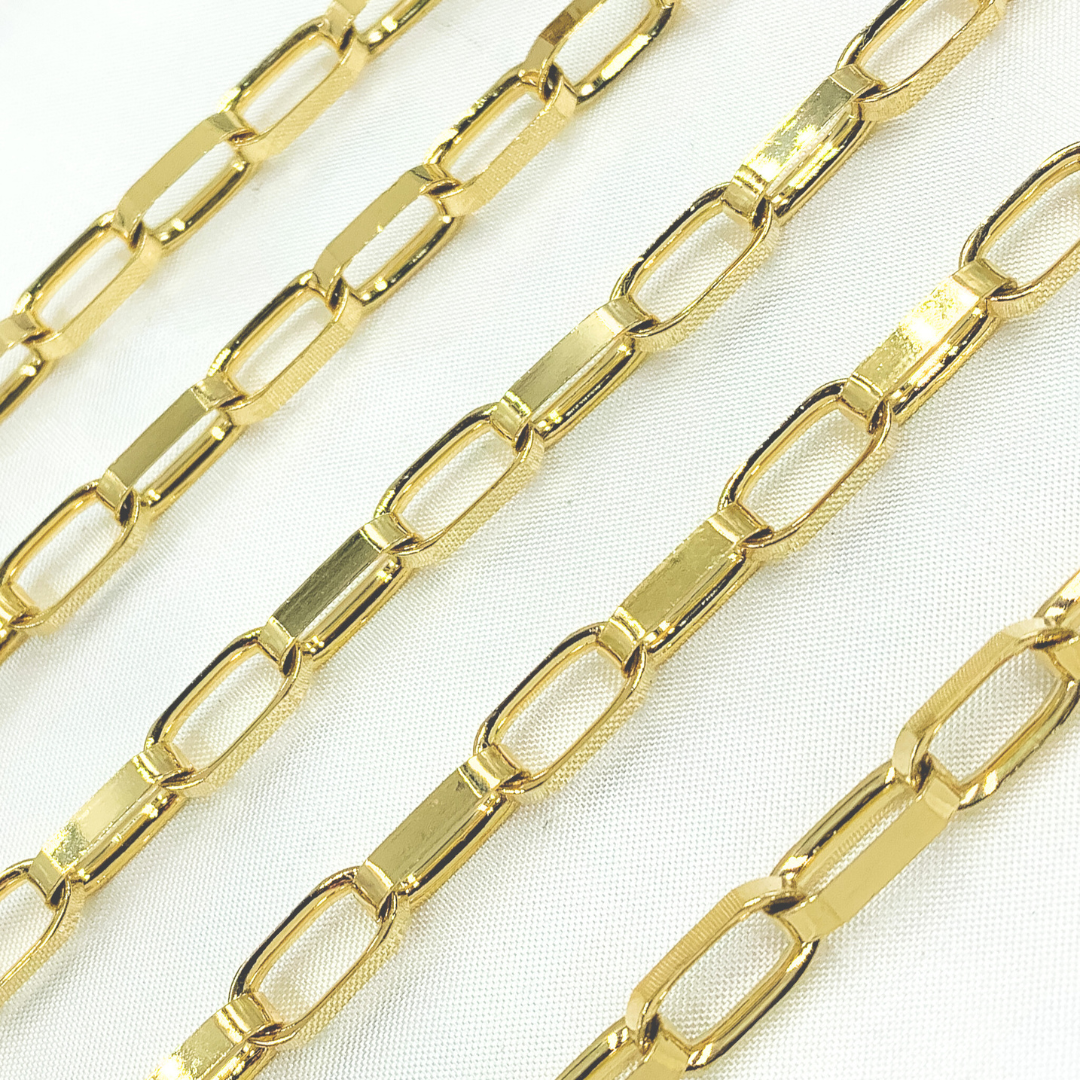 Gold Plated 925 Sterling Silver Flat Oval Link Chain. Y76GP