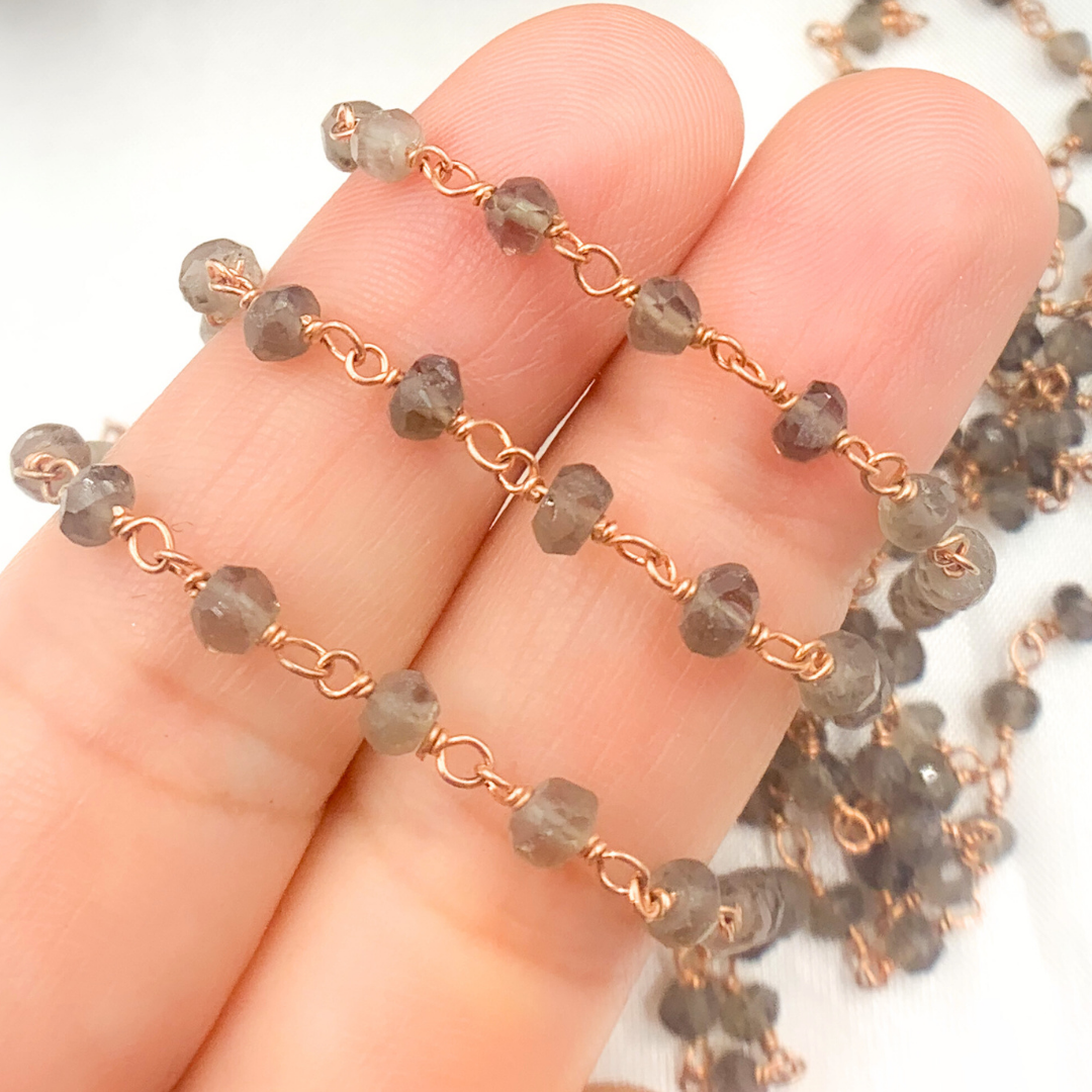 Smoky Quartz Rose Gold Plated Wire Chain