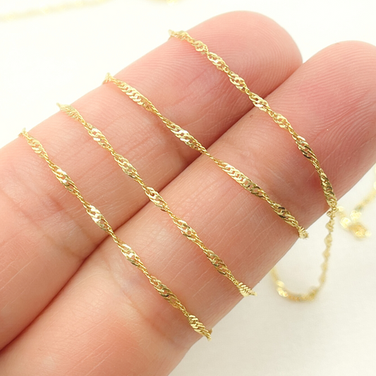 14K Solid Yellow Gold Singapore Chain