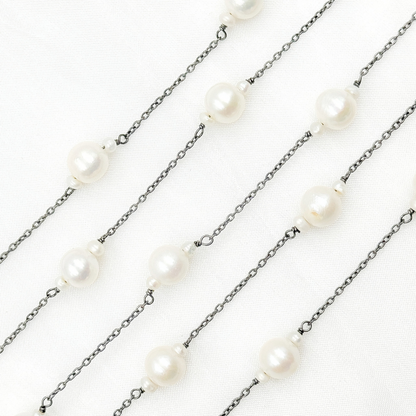 Freshwater Pearl Oxidized Wire Chain.