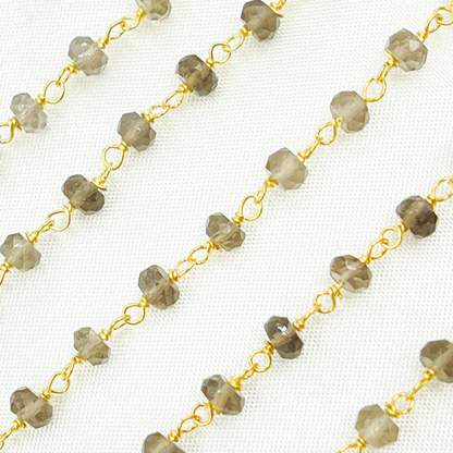 Smoky Quartz Gold Plated Wire Chain