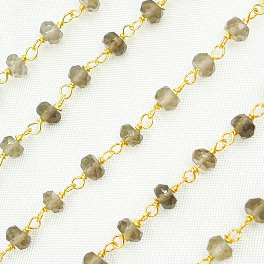 Smoky Quartz Gold Plated Wire Chain