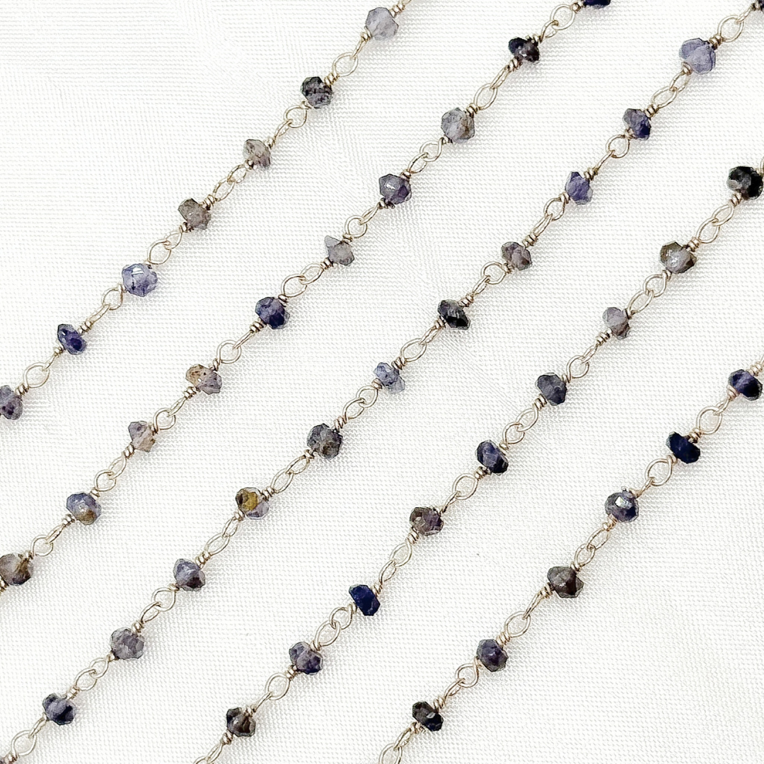 Iolite 925 Sterling Silver Wire Chain.