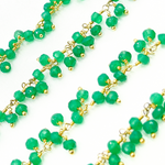 Load image into Gallery viewer, Green Onyx Cluster Dangle Gold Plated Wire Chain. GRE8
