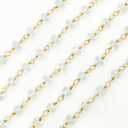 Aquamarine Gold Plated Wire Chain.